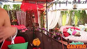 miss raquel rams glass dildo deep into angelina castro's soaked cuban cunt