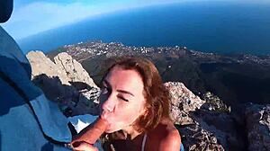 amateur mia bandini risks public cliff fuck with deepthroat cowgirl cumshot and tight pussy riding