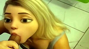 Real Elsa from Frozen Teen Sucks BBC in Public Bathroom Cumshot!