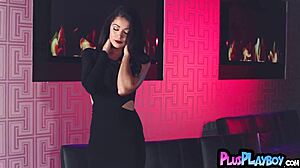 big tits latina milf teases in tight dress before stripping naked slowly