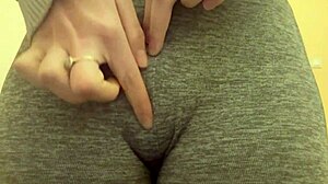 Stepsister Orgasms in Kitchen Leggings Masturbation