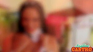 miss raquel rams glass dildo deep into angelina castro's soaked cuban cunt