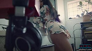 whoa harley dean strips her big ebony booty in studio 😍🍑