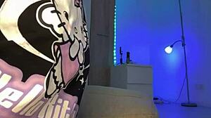 Blonde sucks dildo deep while shoving anal balls in, webcam orgasm fuck close up!