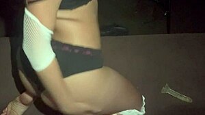 Amateur emo goth girl with glasses fingers her ass and squirts hard in solo masturbation