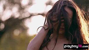 petite filipina kit rysha bares it all stripping nude amid wildflowers