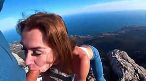 amateur mia bandini risks public cliff fuck with deepthroat cowgirl cumshot and tight pussy riding