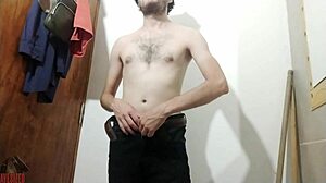 Cute Skinny Babe Masturbates Big Cock in Bathroom Mirror!