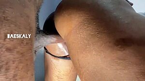 He pounds my pussy doggystyle with monster black cock then rides bent over in bedroom passion