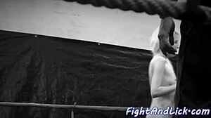 big titted euro babe pins lesbian rival for intense pussy licking wrestle