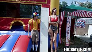 ricky wrestles bella the strongest petite teen into intense hardcore pounding on carnival holiday