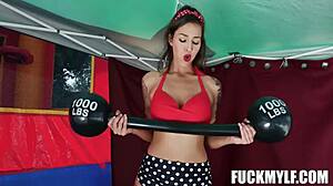 ricky wrestles bella the strongest petite teen into intense hardcore pounding on carnival holiday