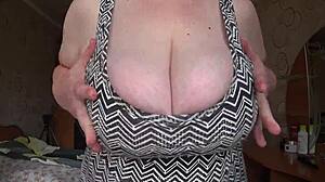 Horny Mature BBW's Saggy Tits Swing Close-Up