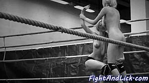 big titted euro babe pins lesbian rival for intense pussy licking wrestle