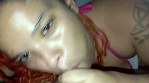 Latina swallows neighbor's monster cum load