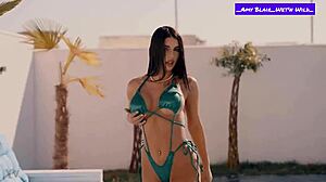 Brunette Amy Blair Teases in Wet Bathing Suit