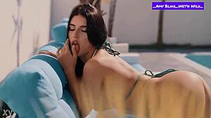 Brunette Amy Blair Teases in Wet Bathing Suit