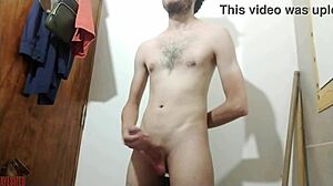 Cute Skinny Babe Masturbates Big Cock in Bathroom Mirror!