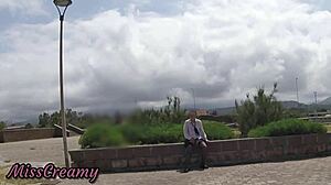 teacher, why flash and finger your slutty pussy in the park with everyone watching you squirt??