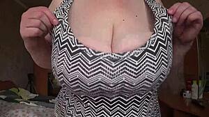 Horny Mature BBW's Saggy Tits Swing Close-Up