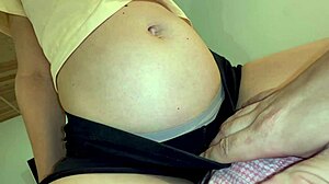 Hey check out this gorgeous 18-year-old pregnant teen's exclusive close-up pussy pounding session up close!