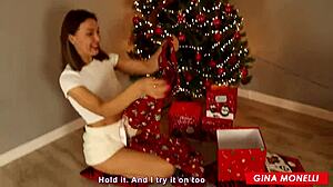 wanna see my hot stepmom's curvy shaved pussy creampied under the christmas tree??