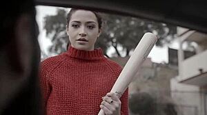 this beautiful teen gets surprised by her stalker and ends up riding his cock hard