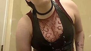 Chubby tattooed slut vibes lovesense toy while applying makeup slow