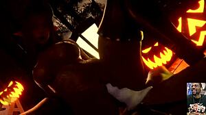 halloween succubus gemma's bald pussy creampied hard, big natural tits bouncing as monster cock covers her cute face with cum 🎃😈💦