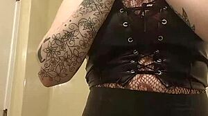 Chubby tattooed slut vibes lovesense toy while applying makeup slow