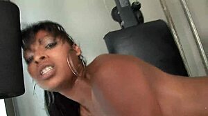 two athletic ebony teens suck and fuck their fitness instructor's big black cock hard!