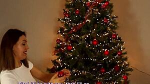 wanna see my hot stepmom's curvy shaved pussy creampied under the christmas tree??