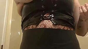 Chubby tattooed slut vibes lovesense toy while applying makeup slow