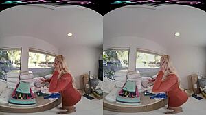 VRAllure Lazy Stepson Watches MILF Mother-in-Law Masturbate Shaved Pussy With Toys