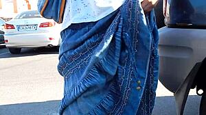 hairy mature flashes chubby pussy upskirt in public shop outdoor