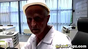 chubby teen bent over doggystyle bareback with grandpopz plump tits