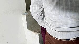 Slapping Girlfriend's Pussy Through Pant Hole On Teddy Day Cum On Ass