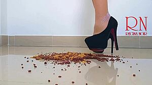 Cornflakes crushes submissive curvy maid under high heels boots