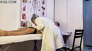 patient's cock throbs hard as nurse teases during dirty exam will you cum