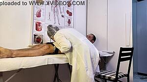 patient's cock throbs hard as nurse teases during dirty exam will you cum