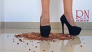 Cornflakes crushes submissive curvy maid under high heels boots