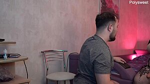 Curvy femdom pegs slave hardcore with foot on face