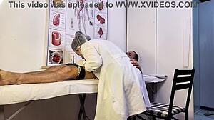 patient's cock throbs hard as nurse teases during dirty exam will you cum