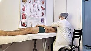 patient's cock throbs hard as nurse teases during dirty exam will you cum