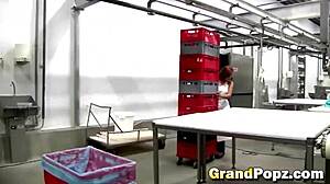 chubby teen bent over doggystyle bareback with grandpopz plump tits