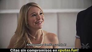 my cute blonde stepmom's lingerie hides her tight hole begging for my cock