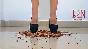 Cornflakes crushes submissive curvy maid under high heels boots