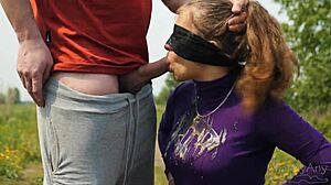 Best friend sneaks dick on my lips during blindfolded taste game!!