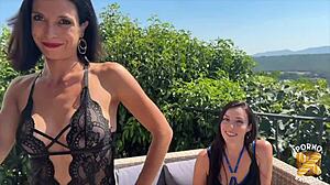 Skinny French Brunettes Sandrillon and Mia Dive into Wild Lingerie 4some