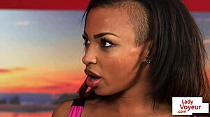 Stunning ebony with big tits, wanna tug for me while I tease?